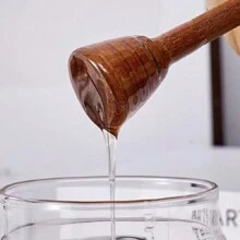 1pc Premium Large Glass Honey Jar Seasoning Jar With Wooden Stirrer - Durable High Borosilicate Glass, Transparent, Airtight, Kitchen Storage Essential - Elegant Wooden Stirring Stick Included For Easy Serving, 16.9oz,School Supplies