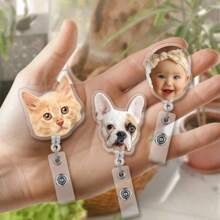 Carrete de insignia de mascota, carrete de insignia con foto personalizada, cara de perro personalizada, cara de gato personalizada, carrete de insignia personalizado, carrete de insignia de enfermera, vida de enfermera, insignia con nombre