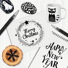 6 Pcs Black Acrylic Paint Pens With 0.7mm Super Fine Tip, Suitable For Rock Painting, Canvas, Wood, Ceramic, Glass, Stone, DIY Crafts And Art Supplies - Black - View 4