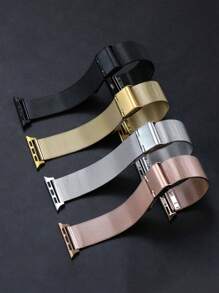 1 pieza Banda de reloj de acero inoxidable estilo Milán, compatible con Apple Watch 38mm/40mm/41mm/42mm/44mm/45mm/46mm/49mm, se ajusta a Ultra/Series 11/10/9/8/7/6/5/4/3/2/1SE, correa unisex brillante para smartwatch de negocios, pulsera de repuesto con cierre magnético elegante, regalo elegante para cumpleaños, Navidad - 42/44/45(M) - Ver 9