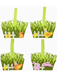 1pc Easter Square Portable Non - Woven Basket For Storing Small Items For Festive Home Decoration - Multicolor 2 - View 6