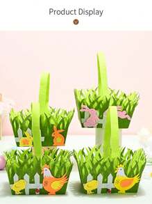 1pc Easter Square Portable Non - Woven Basket For Storing Small Items For Festive Home Decoration - Multicolor 2 - View 5