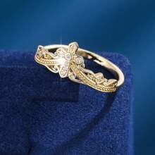 1pc Fashionable Cross Design Zirconia Ring For Women