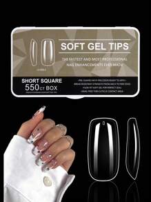 550 stuks/doos Transparante Ultra- Stiletto/Cofiin/Vierkante/Amandel/Ovale Nageltips Kunstnageltips Voor Nail Art Supplies