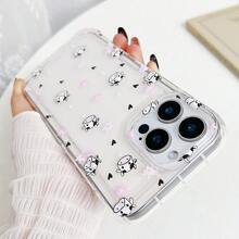 Apple Animal 5 Pieces Set, Cute Cow Heart New Flower Pattern Print, Transparent Airbag Shock-Absorbing Phone Case+Data Cable Protection/Storage+20W Fast Charging Protective Case, Compatible With IPhone 11 12/13mini 14/14Promax 15/15Promax 16/16Promax, Suitable For Giving Christmas Gifts To Friends - Clear - View 5