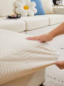 1件装四季通用弹力沙发套，防滑全覆盖沙发座垫，可水洗沙发毯，清新时尚，防尘，宠物友好，适用于卧室、办公室、客厅、L型贵妃椅和1-4人沙发 - 奶油白 - 查看 8