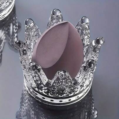 1pc Crown-Shaped Glass Storage Box, Transparent Makeup Sponge Holder, Creative Sponge Stand For Vanity And Countertop Decoration Bag, Room Decor, Bags, Makeup Bag, Vanity, Travel, Make Up Bag, Travel Essentials, Organizer, Storage, Travel Essential, Makeup Organizer, Makeup Bags, Toiletry Bag, Desk Organiser, Cosmetic Bag, Makeup Pouch, Make Up Organizer, Vanity Accessories, Make Up Pouch, Make Up Bags, Jewellery Box, Pouch, Makeup Brush Holder, Brush Holder, Perfume Organiser, Pouch Bag,Gifts For Women,Christmas Gifts,Gift Ideas For Women