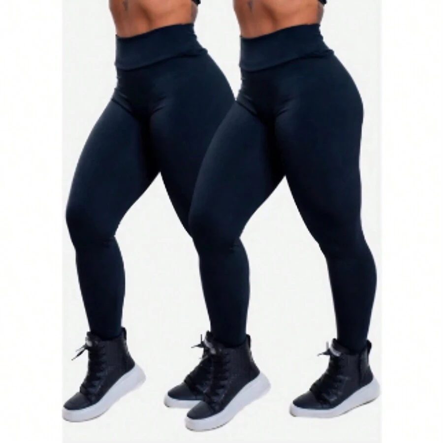 Kit 3 Women's Legging Pants Promotion Plain Suplex Legging - đen / đen - Xem 1