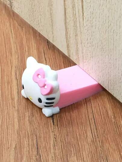 Sanrio 1pc Cute Kitten Silicone Doorstop, Cartoon Figure Under Door Installation, Office And Bedroom Use, Quiet Portable Design, Rubber Door Wedge For Security And Noise Reduction, Ideal Holiday Gift Birthday Gifts Graduation
