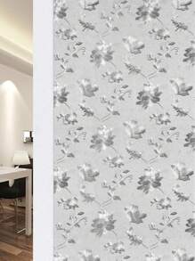 1卷复古花卉图案窗户隐私膜，3D磨砂花卉静电吸附膜，无粘性可重复使用，适用于家庭、厨房、客厅（17.53*118英寸）