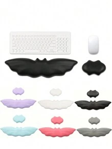 1 Set Bat-Shaped PU Leather Keyboard Wrist Rest And Mouse Wrist Pad With Anti-Slip Silicone Bottom, Soft And Comfortable, Hand Support To Relieve Fatigue, Suitable For Office Desktop Computer/Laptop Workstation, Luxury Wrist Rest