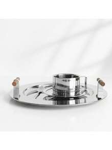 1PC Nordic Home Storage Tray z drewnianym uchwytem Taca na herbatę Pulpit Kawa Przekąski Wykończenie Taca Talerze obiadowe ze stali nierdzewnej Najlepsze prezenty Urodziny Akcesoria kuchenne Wystrój kuchni Tace stołowe Taca na owoce Wystrój tacy