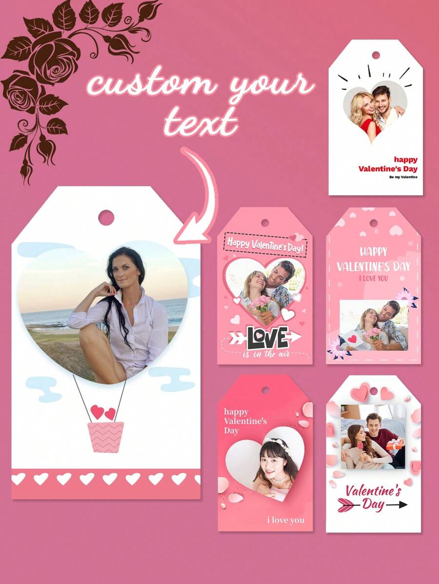 36 piezas Etiquetas personalizadas para regalos con tema del Día de San Valentín, etiquetas de regalo personalizables con texto, etiquetas colgantes DIY para el Día de San Valentín, decoraciones de etiquetas de papel para regalos, decoraciones colgantes para cajas de regalo, accesorios para regalos de bodas y cumpleaños, adecuado para embalaje de regalos, bodas, ocasiones festivas, embalaje de regalos de amor para el Día de San Valentín, decoraciones colgantes para embalaje de repostería