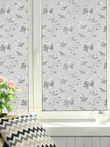 1卷复古花卉图案窗户隐私膜，3D磨砂花卉静电吸附膜，无粘性可重复使用，适用于家庭、厨房、客厅（17.53*118英寸）