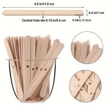 5/25/50/100/250 Stücke Holz-Wachskern-Halter Tasse, Wachs mit Loch Holz-Stab Wachs-Kern-Halter 4,49"*0,39"