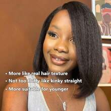 4x4 HD Yaki Straight Bob Wig Human Hair Pre Everything Glueless Lace Front Wig Pre Plucked Hairline Bleached Bye Bye Knots Ready To Go Short Yaki Bob Wig 200% Density - Natural Black - 查看 4