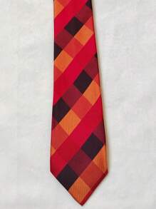 Men's Casual Colorful Plaid Tie (5.5cm) - 紅色 - 查看 2