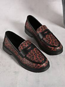 女士一脚蹬厚底乐福鞋，软底休闲鞋，轻便英式皮革平底鞋，春秋季