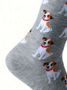 1 Pair Of Cute Cartoon Puppy Print Mid-Tube Socks Comfortable Breathable Unisex Socks For Pet Socks