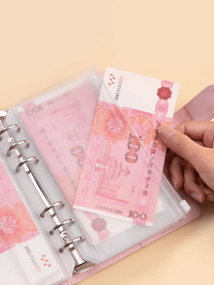 A6 Leather Budget Binder With Zipper Envelopes, Bohemian Style Cash Envelope System For Budget Management - Multicolor - View 5