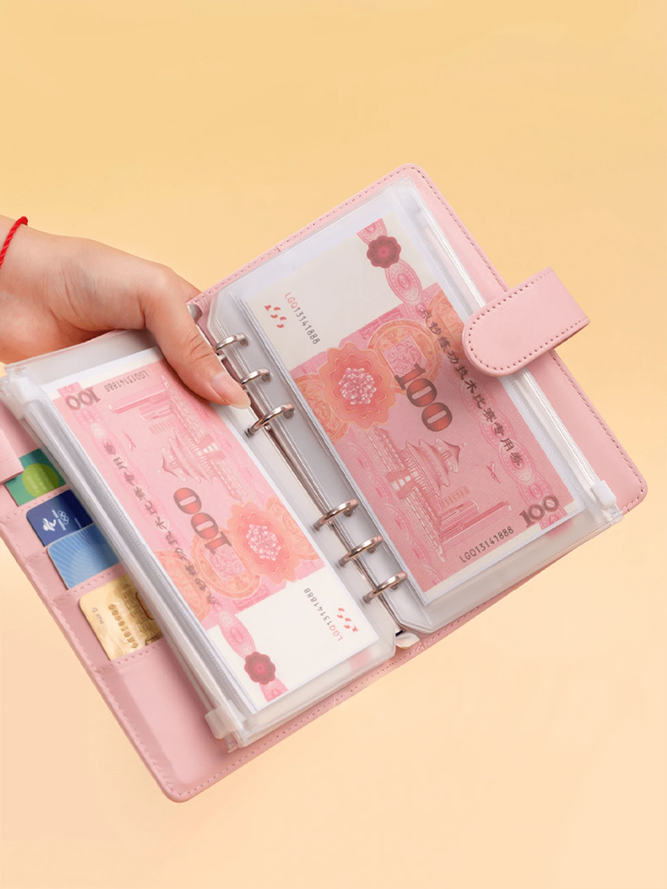 A6 Leather Budget Binder With Zipper Envelopes, Bohemian Style Cash Envelope System For Budget Management - Multicolor - View 6