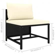 Stylish Black Poly Rattan 3 Piece Outdoor Sofa Set With Cushions Comfortable Modern Patio Furniture