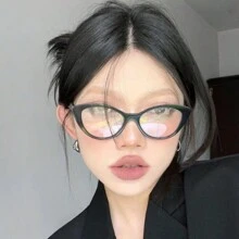 女士猫眼镜框时尚眼镜，豹纹眼镜，金属铰链 Y2k 风格，包括眼镜盒和清洁布 - 彩色 - 查看 1