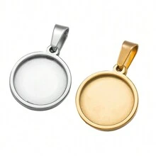 Juego de 5 piezas de bandejas redondas vacías de acero inoxidable para colgantes con ajuste de cabujón, para hacer joyas, collares, pulseras, bricolaje y manualidades