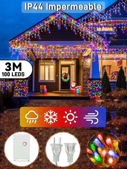 8 modos de luces LED de cascada, luces de cortina, adecuadas para bodas, jardines, ventanas, dormitorios, exteriores y otras decoraciones festivas