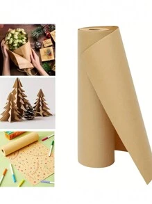 1 Roll Brown Kraft Paper, Suitable For New Year Party, DIY Gift Wrapping, Birthday Gift Packaging, Crafts, Bouquets, Posters, And More. Can Be Used For Production And Packaging, Bouquet Wrapping, Party Favors, Wedding Gift Wrapping, Valentine's Day And Other Occasions. - View 5