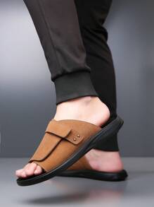 2024春夏新款男士凉鞋，时尚休闲拖鞋，适合日常穿着、运动和户外活动，百搭，大码沙滩鞋 - 棕色 - 查看 3