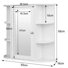 Mobiletto alto da parete a 3 ripiani con specchio per il bagno, 60x17x58cm, mobile contenitore bianco, decorazione per il bagno per la casa, organizer per il trucco