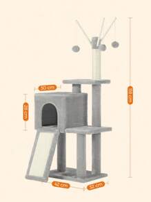 FEANDREA Cat Tree With Scratching Board, Cat House, Cat Toys, Light Grey UPCT143W01 - Grey - View 9