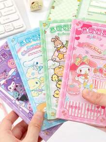 Sanrio 1/4 stuks Sanrio Memo Pads, Hoge Kwaliteit, Studenten Gebruik, Notitieblok, Drievoudig Memo Boek, Gemengde Ontwerpen