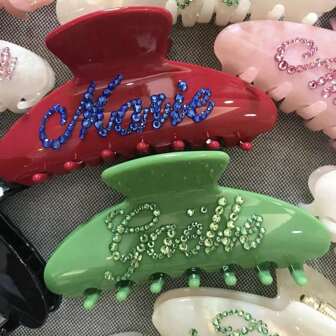 Customized Handmade Crystal Letter Double-Sided Acrylic Hair Clip, Personalized Name Anniversary Premium Rhinestone Hair Claw Wedding Favor, Wedding Hair Accessories, Y2K, Kawaii, Adorable, Cute, Colorful, Cuties, Stylish, Custom, Personalized, Unique, Customized, Ideal Gifts For Her, Girlfriend, Friends, Family, Her