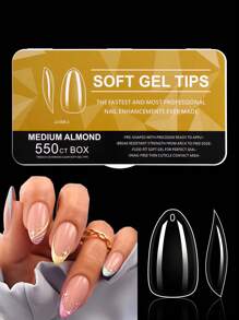 550 stuks/doos Transparante Ultra- Stiletto/Cofiin/Vierkante/Amandel/Ovale Nageltips Kunstnageltips Voor Nail Art Supplies