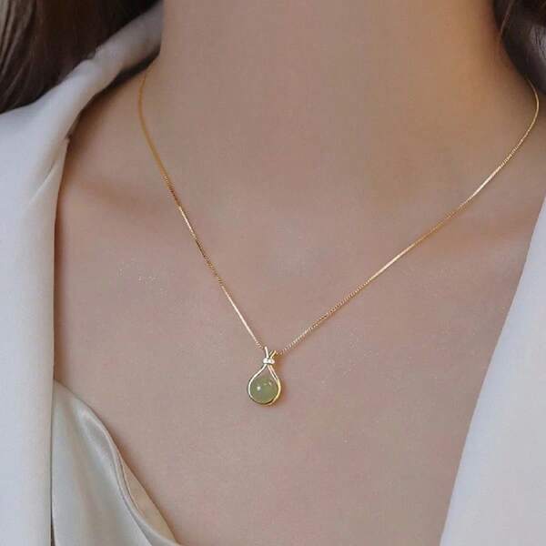 1pc Elegant Teardrop Shape Lucky Bag Pendant Necklace For Wedding Jewellery
