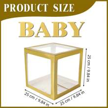 Gold Balloon Boxes ,With Letters For B-A-B-Y Shower,1 Box With 1 Letter Or 1 Set Of 4Pcs Box And B-A-B-Y Letters,Party Shower Decorations For Birthday Party, Transparent Balloon Boxes Clear Blocks For Birthday Party, Bridal Shower, Gender Reveal,Balloon Box Decorations