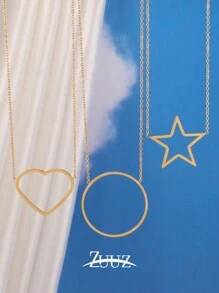 1pc Minimalist Stainless Steel Necklaces Fashion 18K Gold Plated Round Star Heart Charm Necklace Choker Women Girls Collares Necklace Female Jewelry Best Friend Gifts