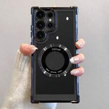 1 Stück silbernes dickes Silikonschutzhülle mit magnetischer Adsorption in Elektroplattierung, kompatibel mit Galaxy S21 S22 S23 S24 S25 Ultra, A13 A14 A15 A33 A34 A52 A53 A54 A55