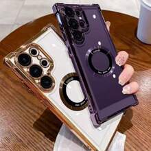 1 Stück silbernes dickes Silikonschutzhülle mit magnetischer Adsorption in Elektroplattierung, kompatibel mit Galaxy S21 S22 S23 S24 S25 Ultra, A13 A14 A15 A33 A34 A52 A53 A54 A55