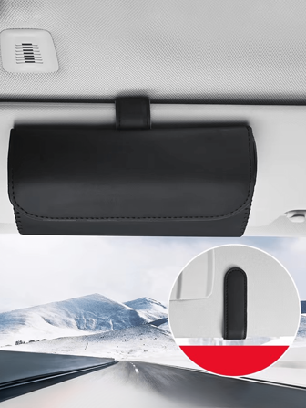 1 pieza Organizador de gafas de sol para coche, estuche de almacenamiento de gafas, accesorio para vehículo, soporte de gafas unisex, clip para visera del coche, de fácil acceso con una sola mano