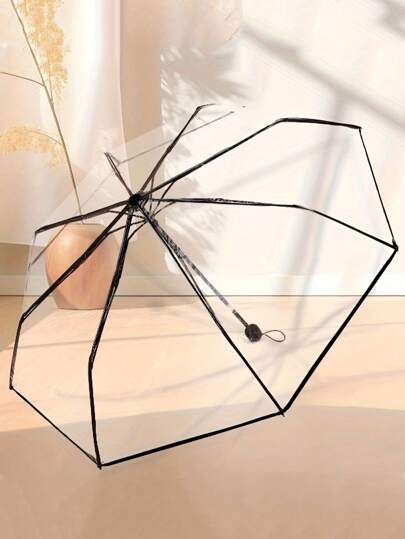 8-Rib Folding Lightweight Portable Travel Umbrella, Casual Rain Gear For Daily Commuting & Going Out In Rain Or Shine,Spring Summer Picks,Brides Maid Gifts,Room,Bedroom Decor,Beach,Travel,For Men,For Women,Vacation,Cute Stuff