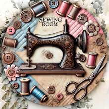 1 Stück Vintage Nähmaschinen Thema Eisen Wandplakette, 1 Stück dekorative runde Platte, geeignet für Zuhause, Nähzimmer, Bauernhaus, Garten - Vielseitig verwendbares Hängeschild für Zuhause, ohne Strom, zufälliger Stil