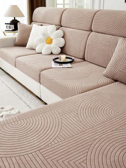 1 Stück elastischer Sofa-Sitzkissenbezug, ganzjährig universeller rutschfester Sofabezug, vollständige Sofadecke, staubdicht, waschbar, nicht verblassend, dekorativ & tierfreundlich, passend für L-förmiges Sofa und 1-4 Sitzer