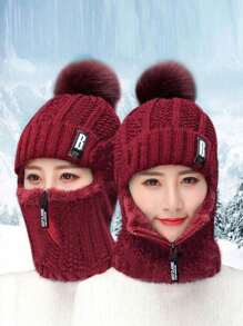 1 pieza Conjunto de gorro de punto y guantes de punto con protección de oreja, unisex, de moda casual y cálido para otoño/invierno, adecuado para uso diario, viajes al aire libre, senderismo, esquí, ciclismo, escalada, decoración de otoño