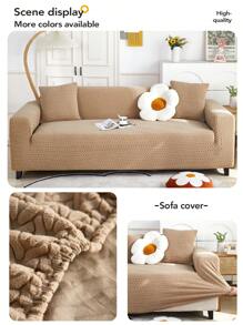 1 件套沙发套全包通用套装提花天鹅绒四季通用型懒猫防抓现代简约风格 L 型防滑沙发保护套客厅 1/2/3/4 座沙发套 - 優麥-咖色 - 查看 5