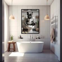 1 cái/bộ trang trí phòng tắm vui nhộn nghệ thuật treo tường chú chó dễ thương đọc báo áp phích in, nghệ thuật treo tường phòng tắm hình ảnh động vật vui nhộn cho trang trí phòng tắm trang trí nhà, quà tặng trang trí tường, không bao gồm khung - Nhiều màu - Xem 8