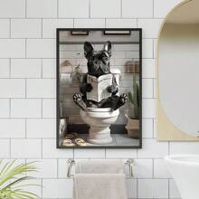 1 cái/bộ trang trí phòng tắm vui nhộn nghệ thuật treo tường chú chó dễ thương đọc báo áp phích in, nghệ thuật treo tường phòng tắm hình ảnh động vật vui nhộn cho trang trí phòng tắm trang trí nhà, quà tặng trang trí tường, không bao gồm khung - Nhiều màu - Xem 4