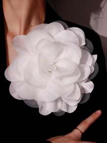 20 厘米夸张复古优雅双层雪纺面料花朵胸针，晚礼服、西装、主持人礼服装饰配件衣服包饰学校办公室配件衬衫夹克首饰圣诞节万圣节衣服别针有趣可爱的教师礼物